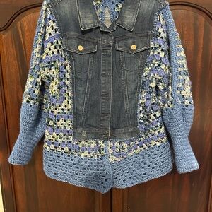 Blue Crochet and Denim Jacket